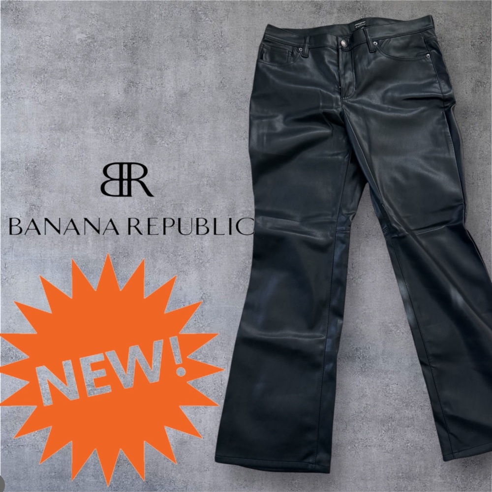 NWT Banana Republic 🖤 black vegan leather bootcut pants size 31 12 NEW